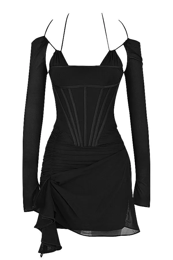Women Gianna Black Real Silk Corset Mini Dress House Of CB Dresses Women Gianna Black Real Silk Corset Mini Dress House Of CB Dresses