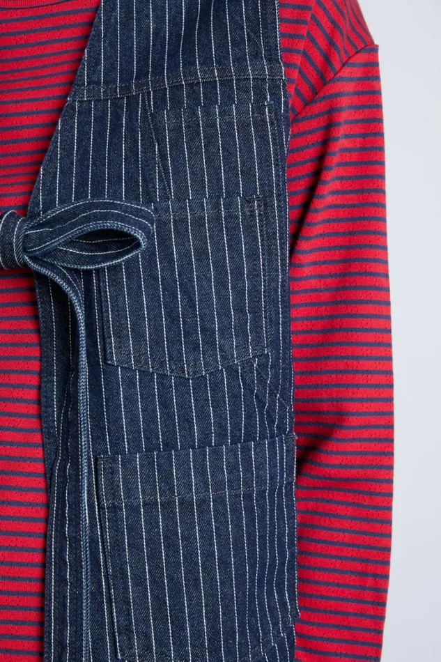 Women Gilets Damson Madder Dilly Gilet 8211 Navy Pinstripe