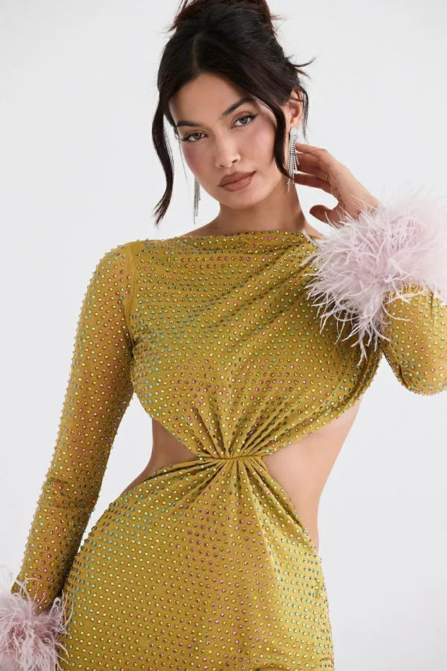 Women Gina Chartreuse Crystallised Maxi Dress House Of CB Dresses