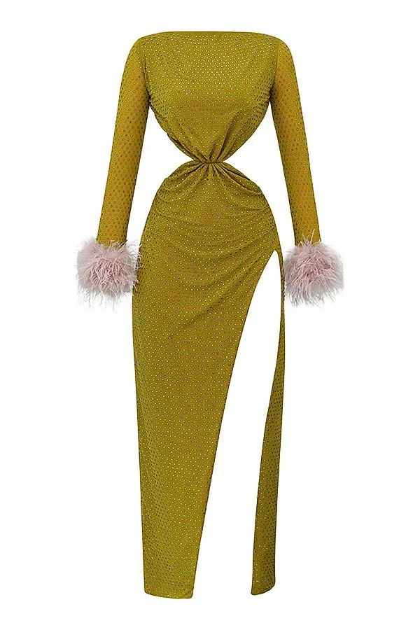Women Gina Chartreuse Crystallised Maxi Dress House Of CB Dresses