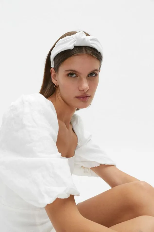 Women Hair Accessories Seed Heritage Linen Headband White