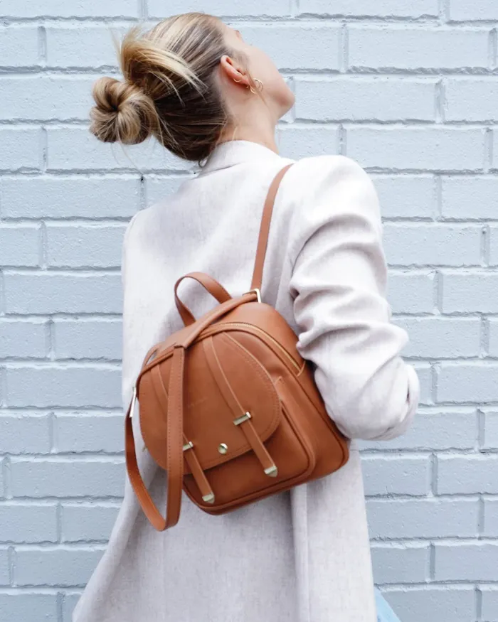 Women Handbags Belle and Bloom Camila Leather Backpack 8211 Brown