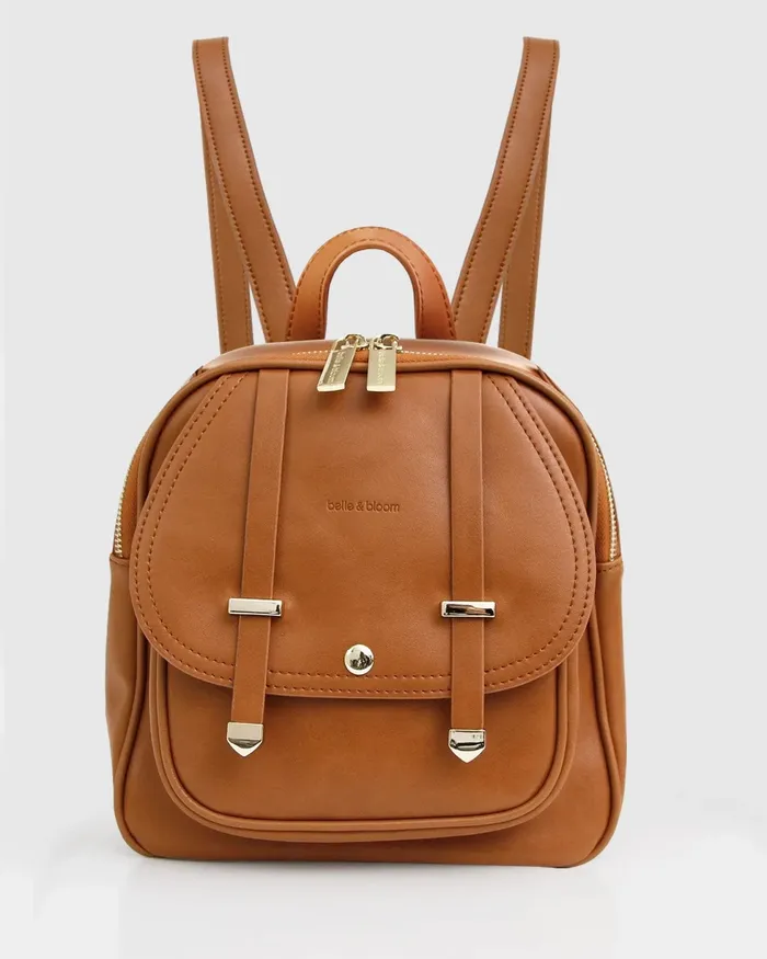 Women Handbags Belle and Bloom Camila Leather Backpack 8211 Brown