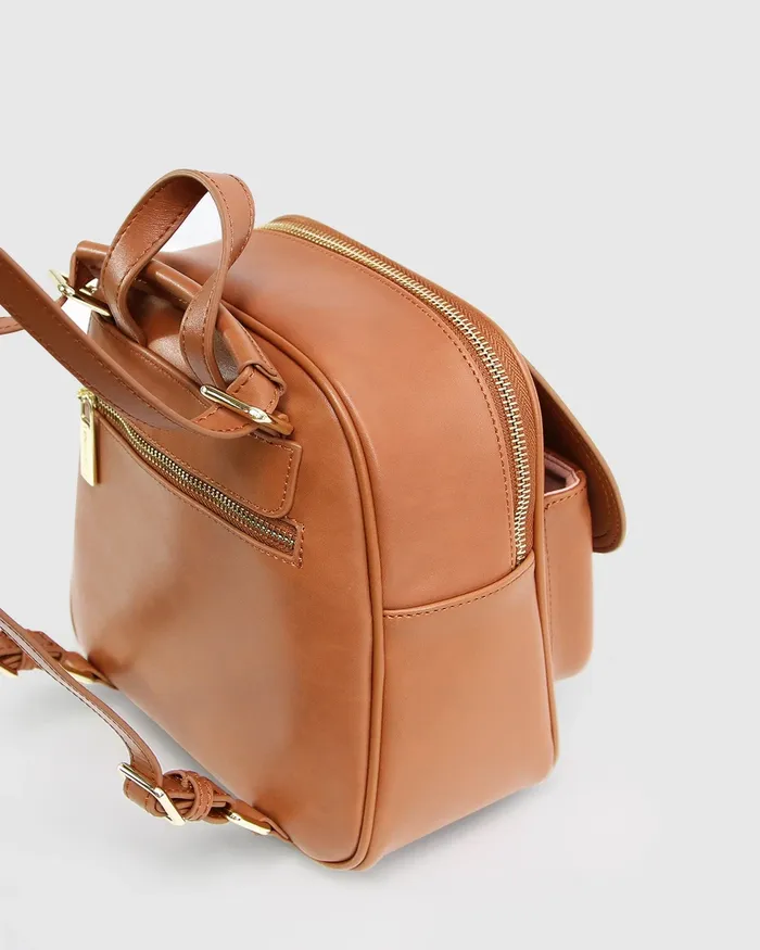 Women Handbags Belle and Bloom Camila Leather Backpack 8211 Brown