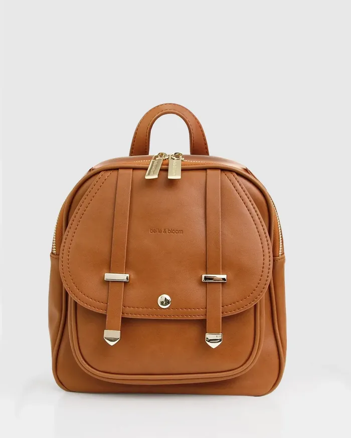 Women Handbags Belle and Bloom Camila Leather Backpack 8211 Brown