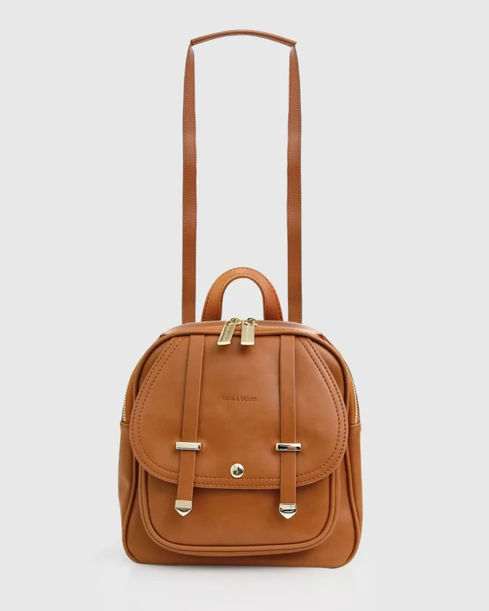 Women Handbags Belle and Bloom Camila Leather Backpack 8211 Brown