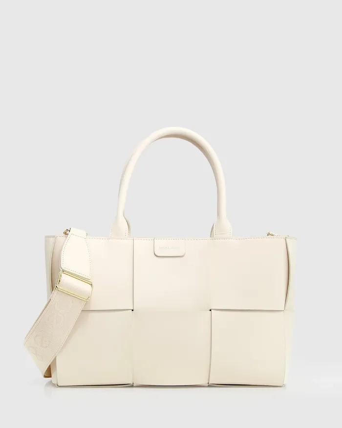 Women Handbags Belle and Bloom Long Way Home Woven Tote 8211 Cream