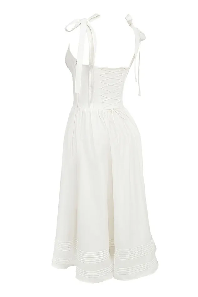Women Hattie White Pin Tuck Cotton Midi Sundress House Of CB Dresses