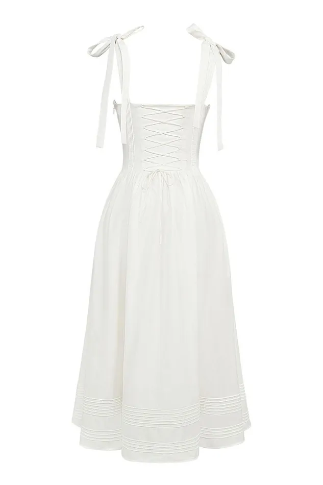 Women Hattie White Pin Tuck Cotton Midi Sundress House Of CB Dresses