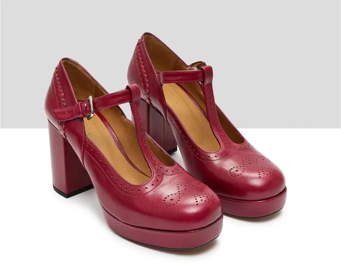 Women High Heel Audley Shoes High Heel Leather Shoe Khloe Red