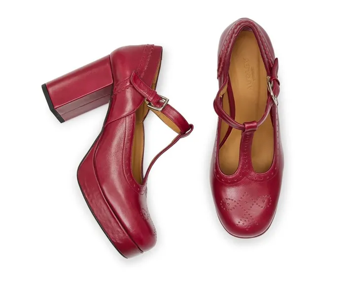 Women High Heel Audley Shoes High Heel Leather Shoe Khloe Red