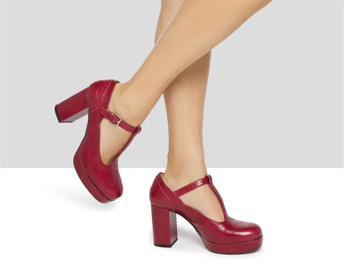 Women High Heel Audley Shoes High Heel Leather Shoe Khloe Red