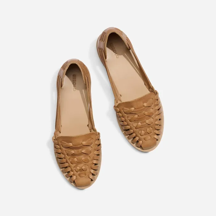 Women Huarache Sandal Almond Nisolo Flats and Slip Ons