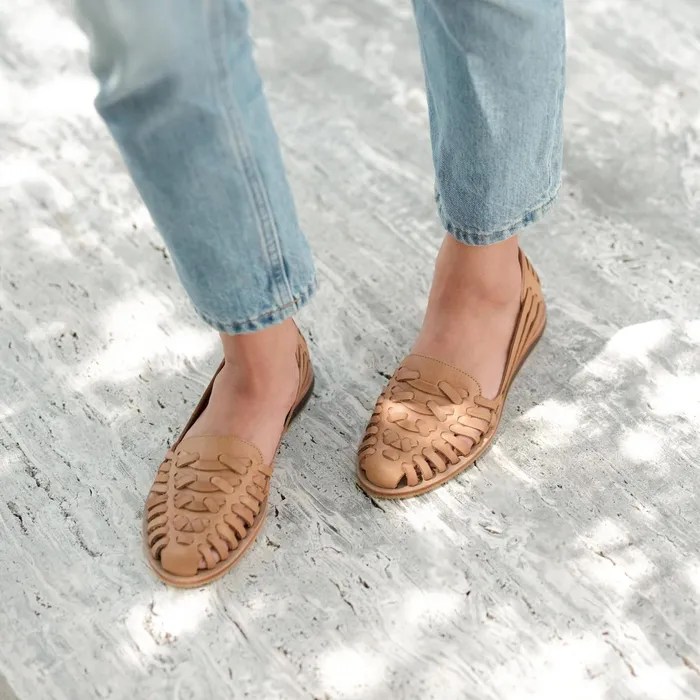 Women Huarache Sandal Almond Nisolo Flats and Slip Ons