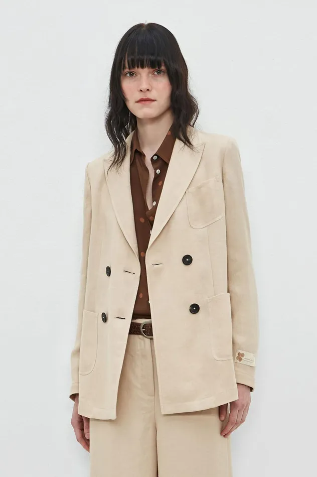 Women INDIA 8211 Linen Doublebreasted Jacket 8211 Sesame Massimo Alba Jackets and Coats Women INDIA 8211 Linen Doublebreasted Jacket 8211 Sesame Massimo Alba Jackets and Coats