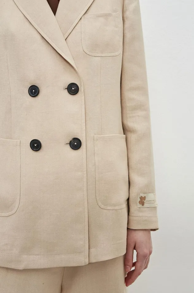 Women INDIA 8211 Linen Doublebreasted Jacket 8211 Sesame Massimo Alba Jackets and Coats Women INDIA 8211 Linen Doublebreasted Jacket 8211 Sesame Massimo Alba Jackets and Coats
