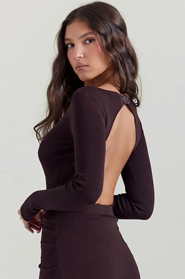 Women Inoe Espresso Open Back Bodysuit House Of CB Tops