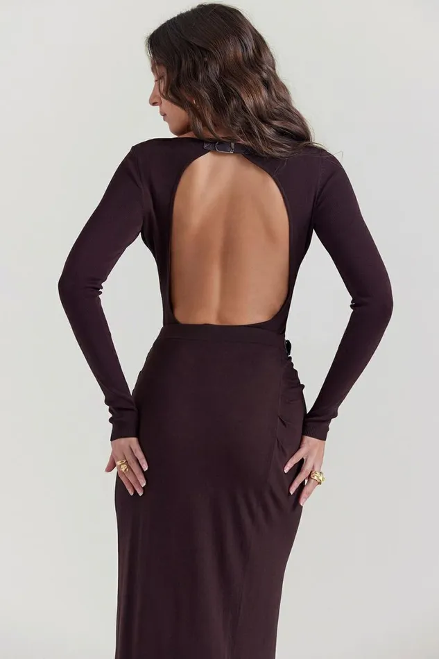 Women Inoe Espresso Open Back Bodysuit House Of CB Tops