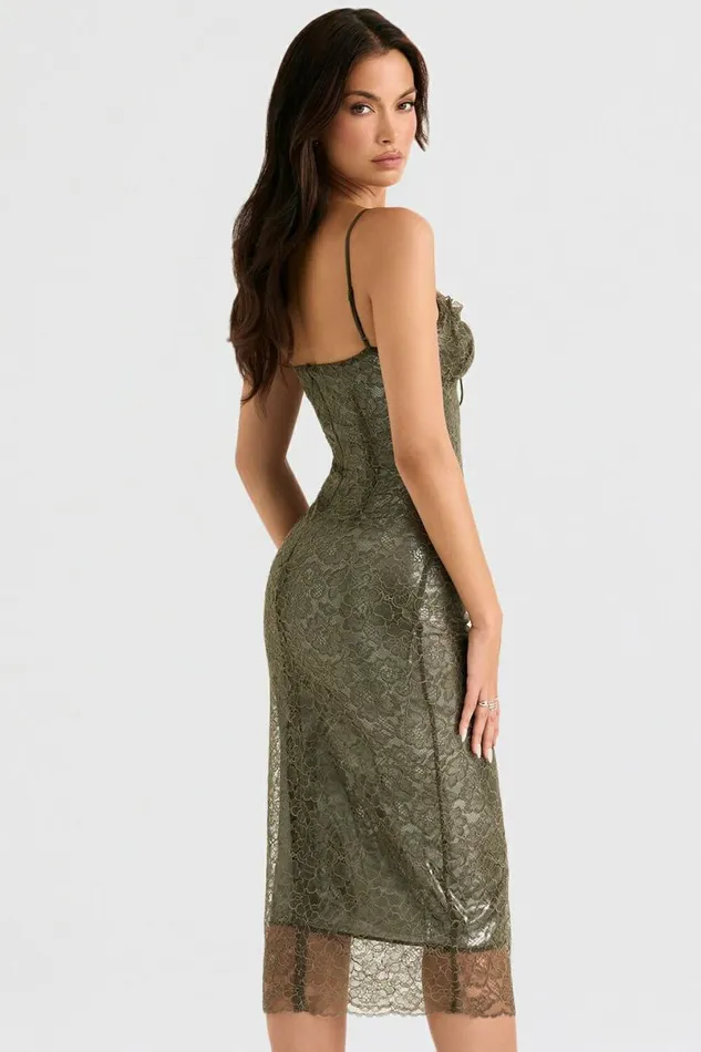 Women Isla Olive Lace Midi Dress House Of CB Dresses Women Isla Olive Lace Midi Dress House Of CB Dresses