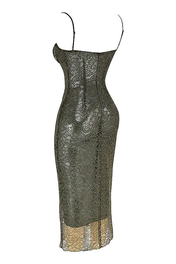 Women Isla Olive Lace Midi Dress House Of CB Dresses Women Isla Olive Lace Midi Dress House Of CB Dresses