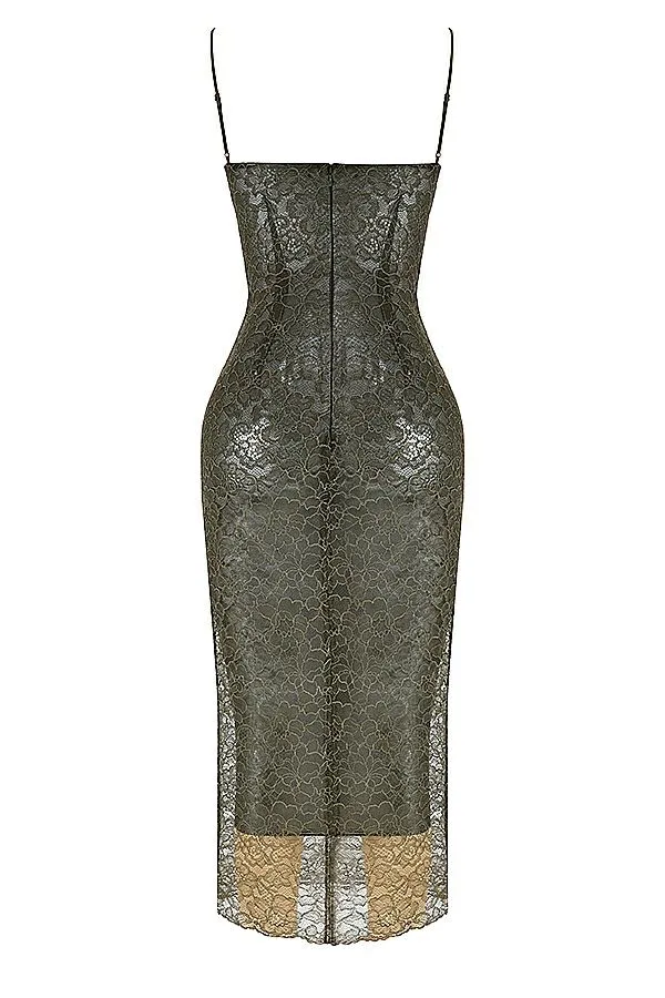 Women Isla Olive Lace Midi Dress House Of CB Dresses Women Isla Olive Lace Midi Dress House Of CB Dresses