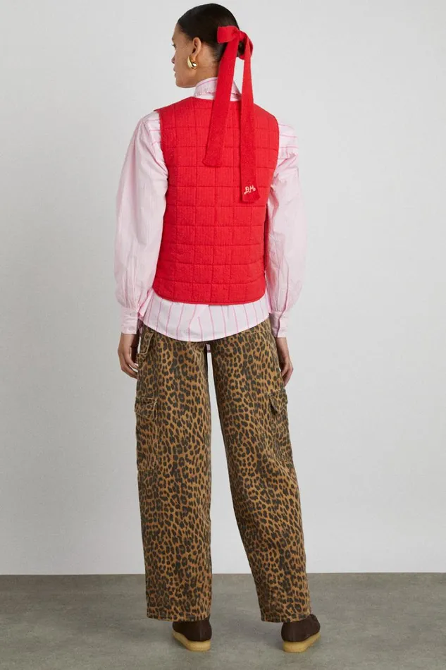Women Jackets and Coats Damson Madder Arte Reversible Tie Gilet 8211 Red Ruffle
