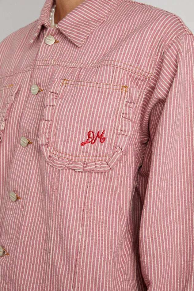 Women Jackets and Coats Damson Madder Frilly Fin Jacket 8211 Pink Stripe