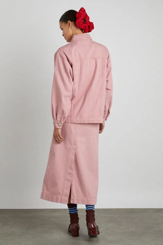 Women Jackets and Coats Damson Madder Frilly Fin Jacket 8211 Pink Stripe