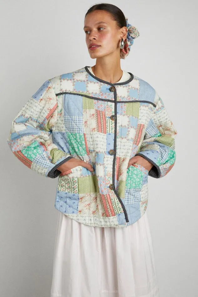 Women Jackets and Coats Damson Madder Macy Quilted Jacket 8211 Patchwork Floral