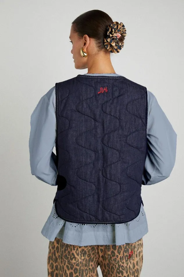Women Jackets and Coats Damson Madder Tilly Gilet 8211 Indigo Organic Denim