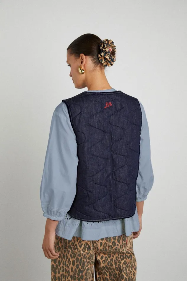 Women Jackets and Coats Damson Madder Tilly Gilet 8211 Indigo Organic Denim