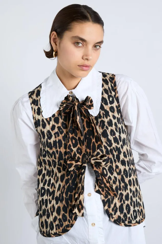 Women Jackets and Coats Damson Madder Tilly Gilet 8211 Leopard