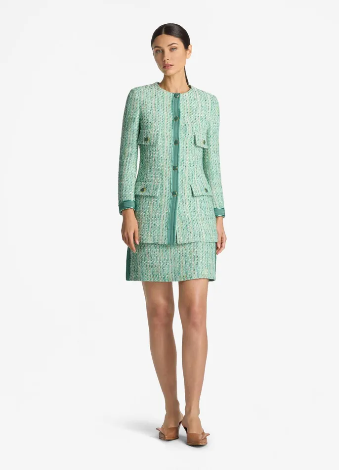 Women Jackets and Coats St John Lurex Slub Tweed Jacket Jade Multi Women Jackets and Coats St John Lurex Slub Tweed Jacket Jade Multi