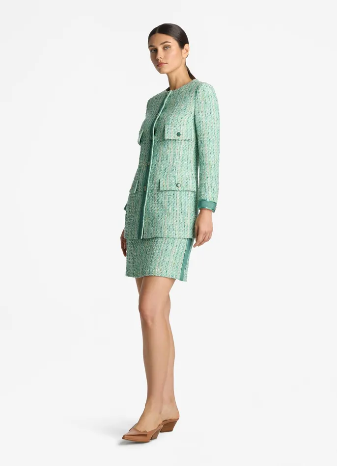 Women Jackets and Coats St John Lurex Slub Tweed Jacket Jade Multi Women Jackets and Coats St John Lurex Slub Tweed Jacket Jade Multi