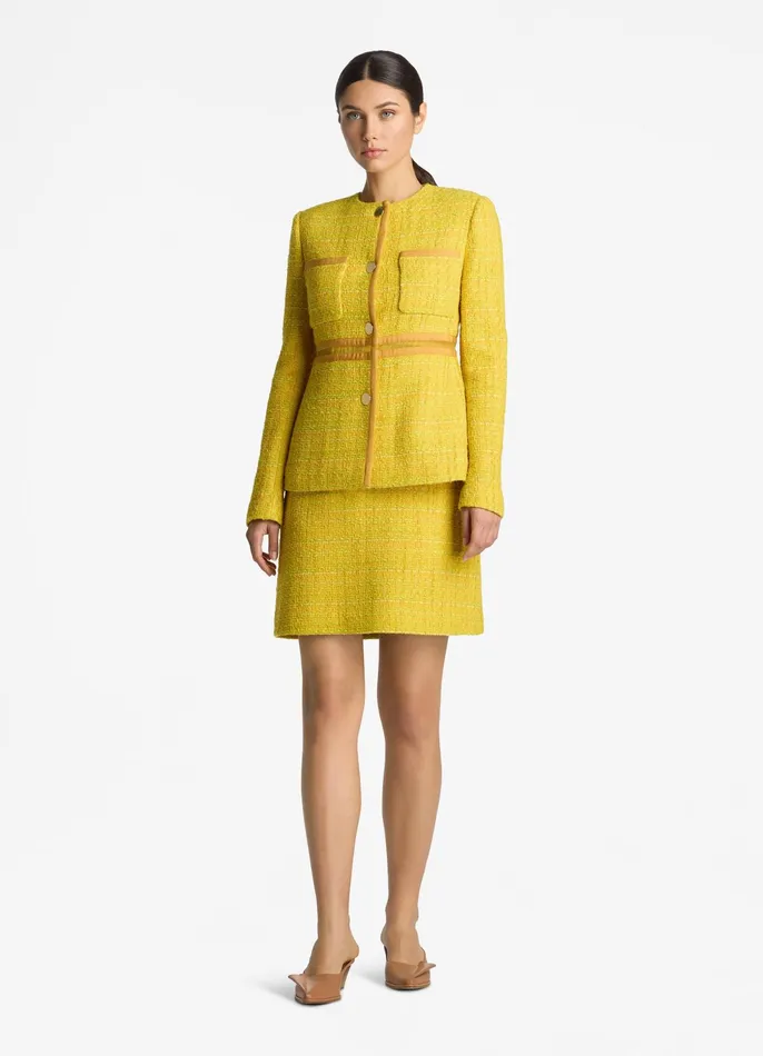 Women Jackets and Coats St John Lurex Tweed And Organza Jacket Sunflower Multi Women Jackets and Coats St John Lurex Tweed And Organza Jacket Sunflower Multi