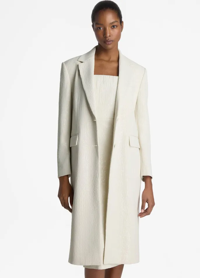 Women Jackets and Coats St John Mesh Sequin Jacket Ivory Women Jackets and Coats St John Mesh Sequin Jacket Ivory