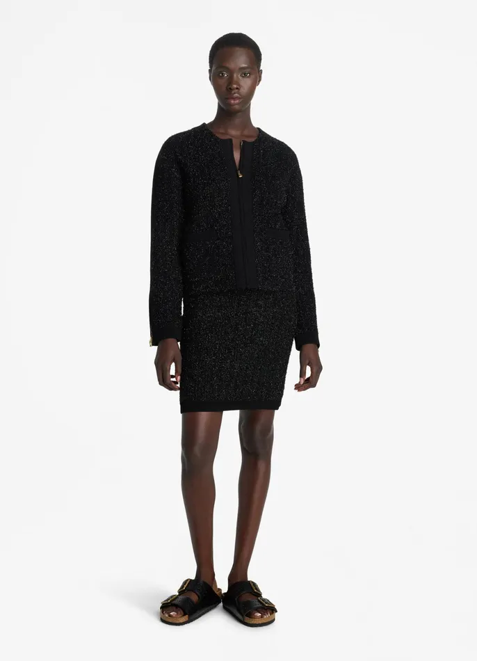 Women Jackets and Coats St John Sparkly Stretch Knit Jacket Black Multi Women Jackets and Coats St John Sparkly Stretch Knit Jacket Black Multi