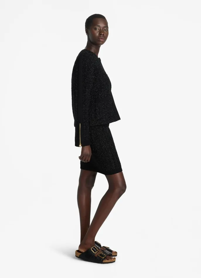 Women Jackets and Coats St John Sparkly Stretch Knit Jacket Black Multi Women Jackets and Coats St John Sparkly Stretch Knit Jacket Black Multi