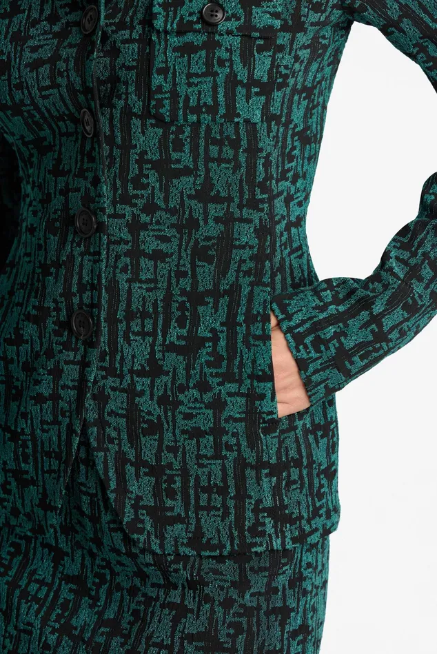 Women Jackets and Coats St John Stretch Geo Jacquard Jacket Spruceblack Multi Women Jackets and Coats St John Stretch Geo Jacquard Jacket Spruceblack Multi