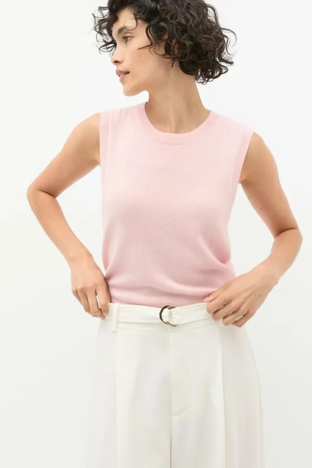 Women Jackets and Vests Seed Heritage Cashmere Knit Vest Rose Petal Marle