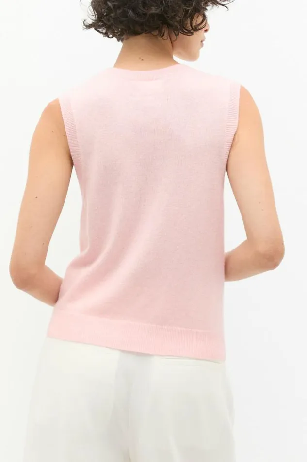 Women Jackets and Vests Seed Heritage Cashmere Knit Vest Rose Petal Marle