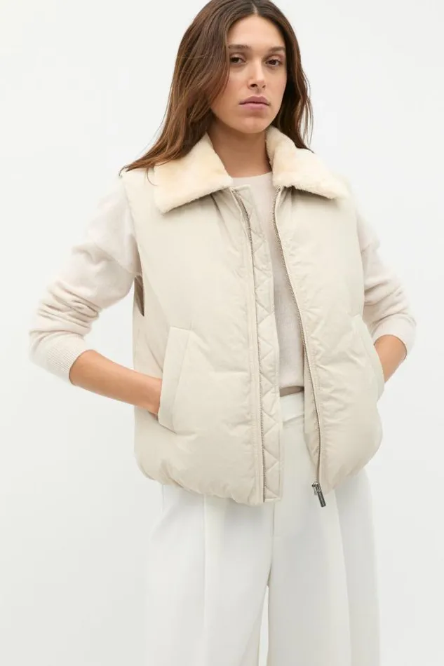Women Jackets and Vests Seed Heritage Puffer Vest Oat
