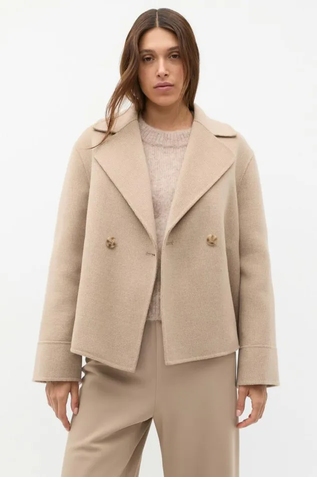 Women Jackets and Vests Seed Heritage Wool Blend Swing Jacket Cookie Multi