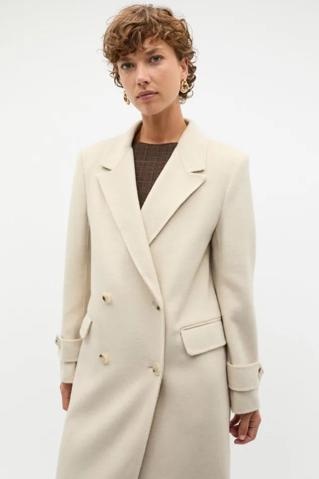 Women Jackets and Vests Seed Heritage Wool Trench Maxi Coat Oat Marle