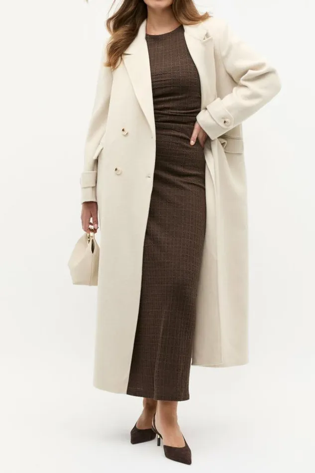 Women Jackets and Vests Seed Heritage Wool Trench Maxi Coat Oat Marle