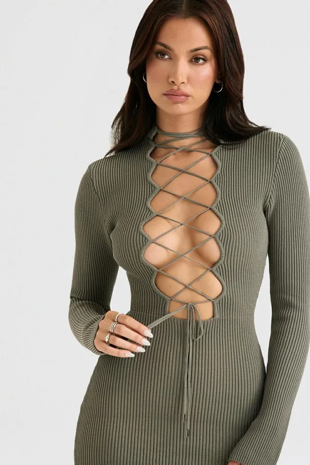 Women Jada Artichoke Knit Lace Up Dress House Of CB Dresses Women Jada Artichoke Knit Lace Up Dress House Of CB Dresses