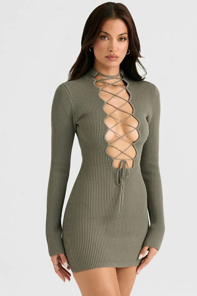 Women Jada Artichoke Knit Lace Up Dress House Of CB Dresses Women Jada Artichoke Knit Lace Up Dress House Of CB Dresses