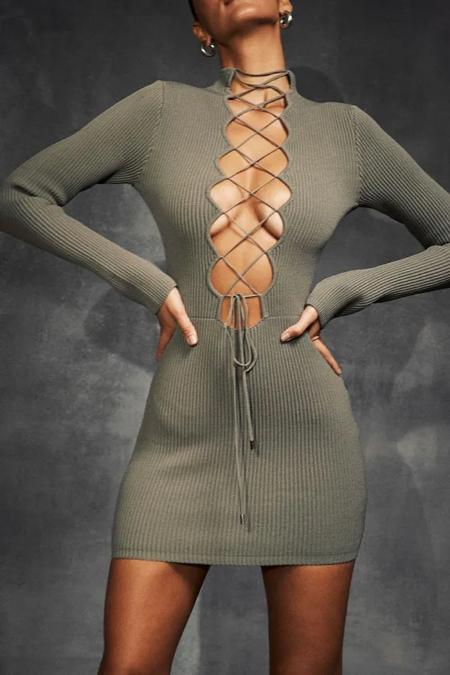 Women Jada Artichoke Knit Lace Up Dress House Of CB Dresses Women Jada Artichoke Knit Lace Up Dress House Of CB Dresses