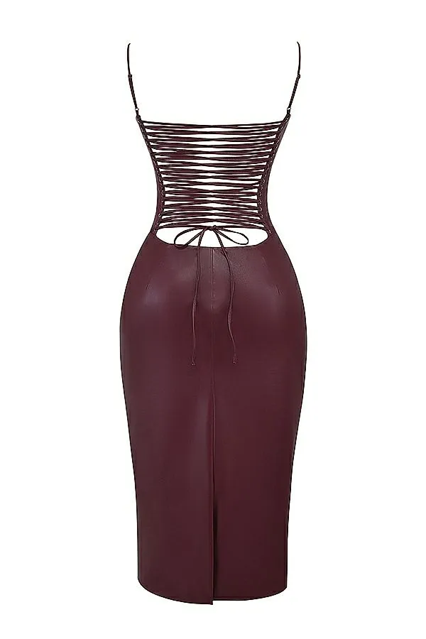 Women Jalena Mulberry Vegan Leather Lace Back Dress House Of CB Dresses