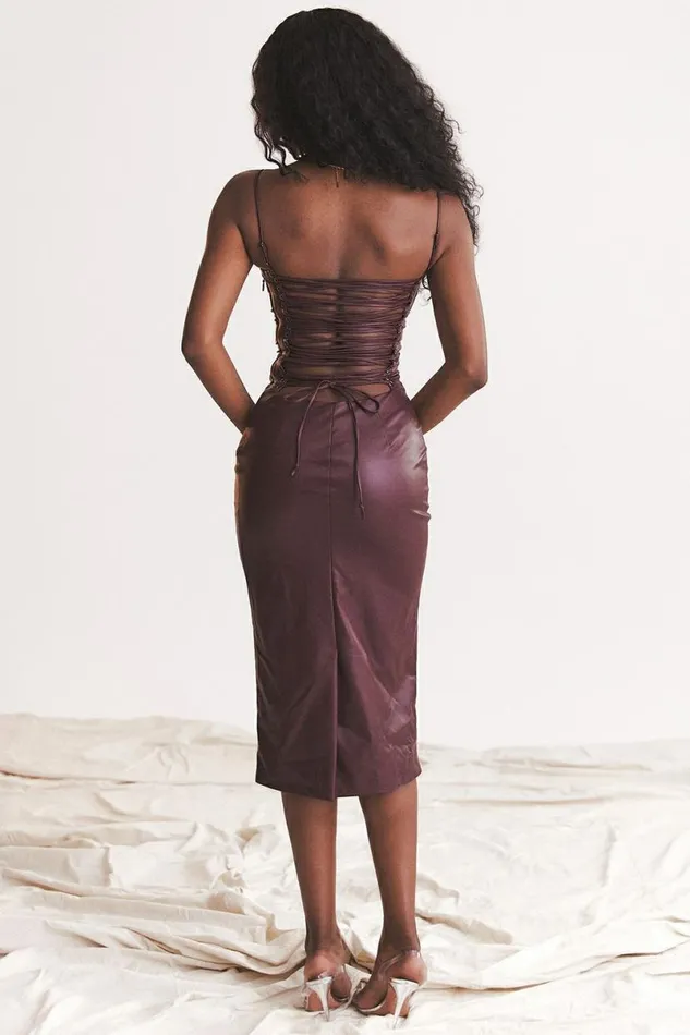 Women Jalena Mulberry Vegan Leather Lace Back Dress House Of CB Dresses